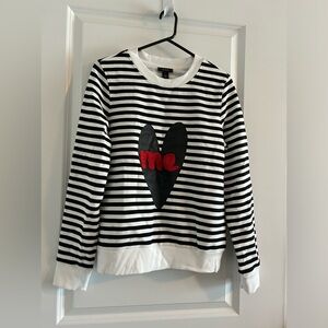 HALOGEN • Black & White Stripe SweatShirt • Small •